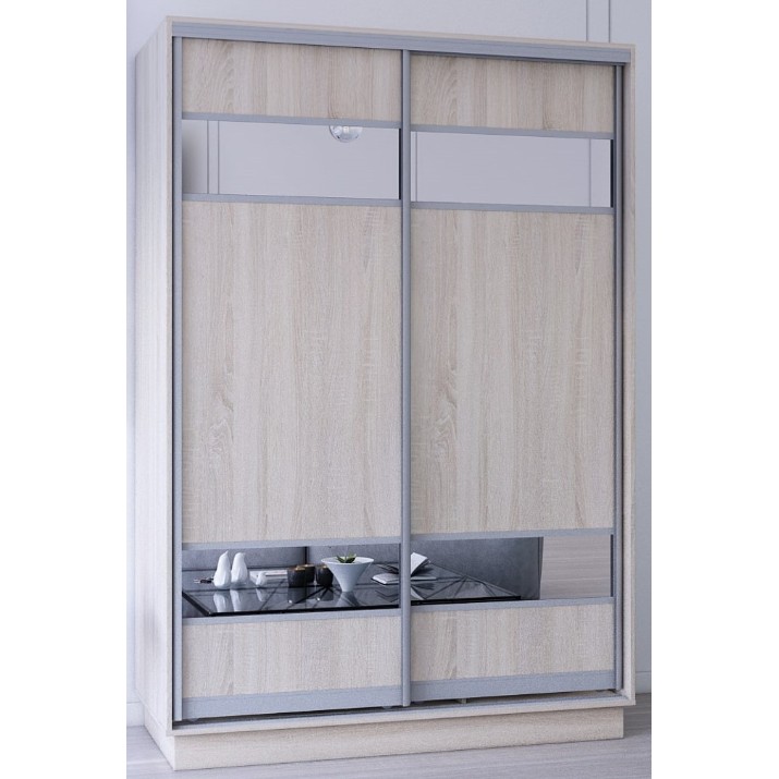 Dulap cu uşi glisante Mobildor-Lux Fox Mirror Elements 150x220 Oak Sonoma (fox5586)