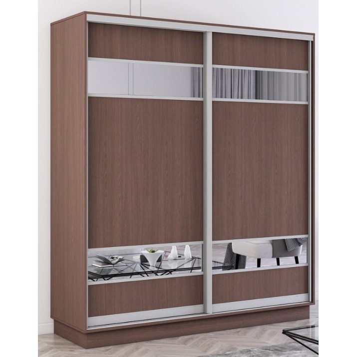 Шкаф-купе Mobildor-Lux Fox 160x220 (2226 Wenghe) Uși din PAL cu elemente oglinda