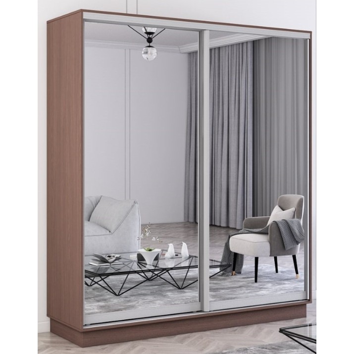 Dulap cu uşi glisante Mobildor-Lux Fox 180x220 (2226 Wenghe) Uși oglinda ambele
