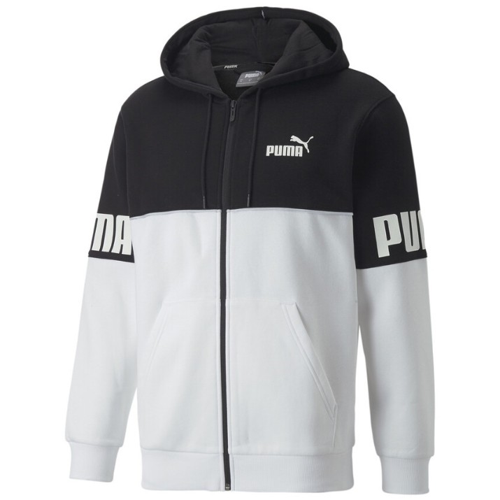 Hanorac pentru bărbați Puma Power Colorblock Full-Zip Hoodie Fl Puma White M