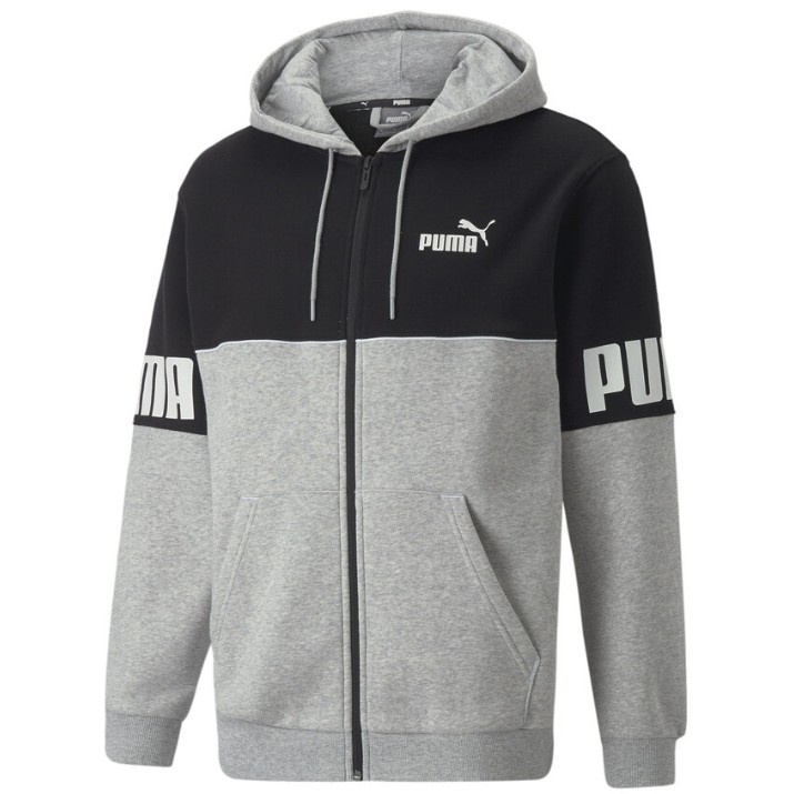Hanorac pentru bărbați Puma Power Colorblock Full-Zip Hoodie Fl Light Gray Heather M