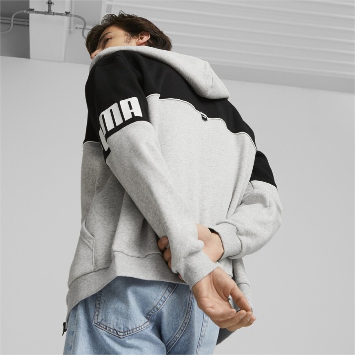Мужская толстовка Puma Power Colorblock Full-Zip Hoodie Fl Light Gray Heather S