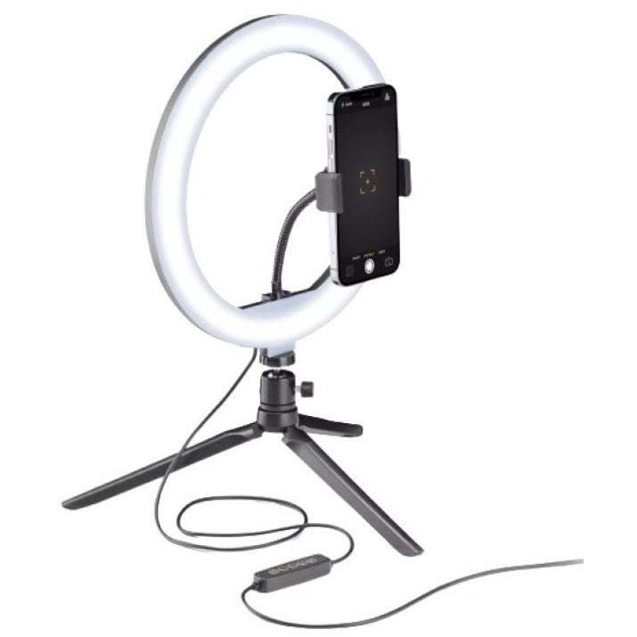 Lampă inelară Cellularline Selfie Ring Multicolor Tripod Black