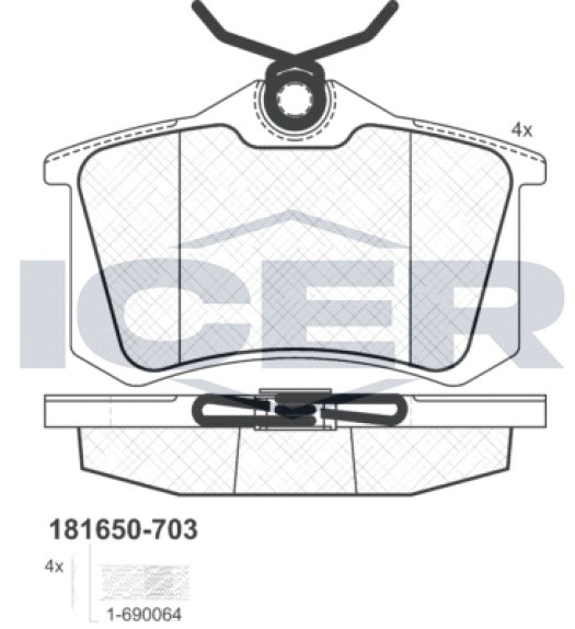 Комплект тормозных колодок ICER 181650-703