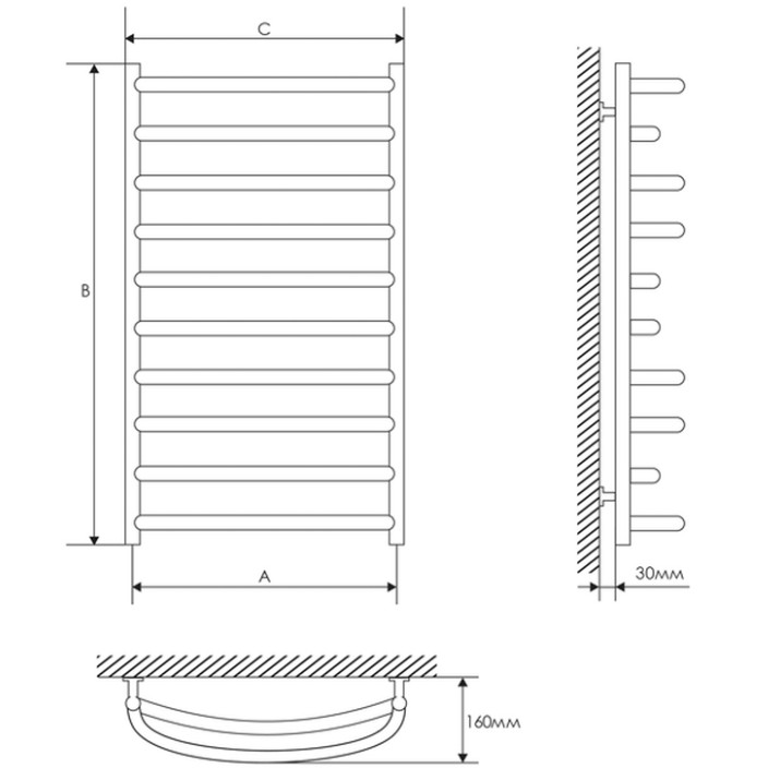 Полотенцесушитель Laris EuroMix P10 500х900 Elektro R