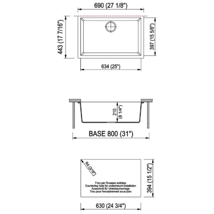 Chiuvetă de bucătărie Plados One ON6910ST UM42 Titanium