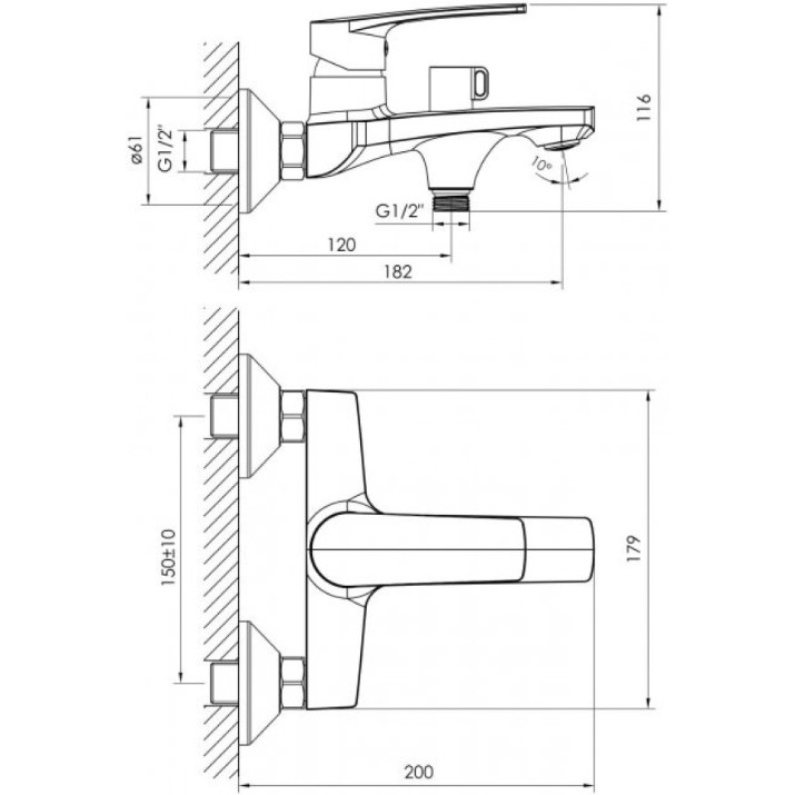 Смеситель для ванны Imprese Kampa 10285