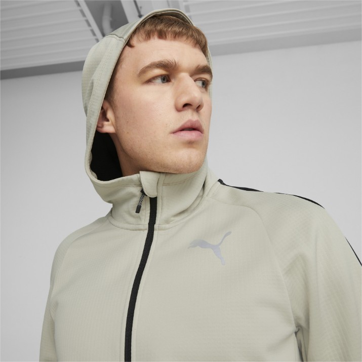 Hanorac pentru bărbați Puma Evostripe Warm Full-Zip Hoodie Pebble Gray S
