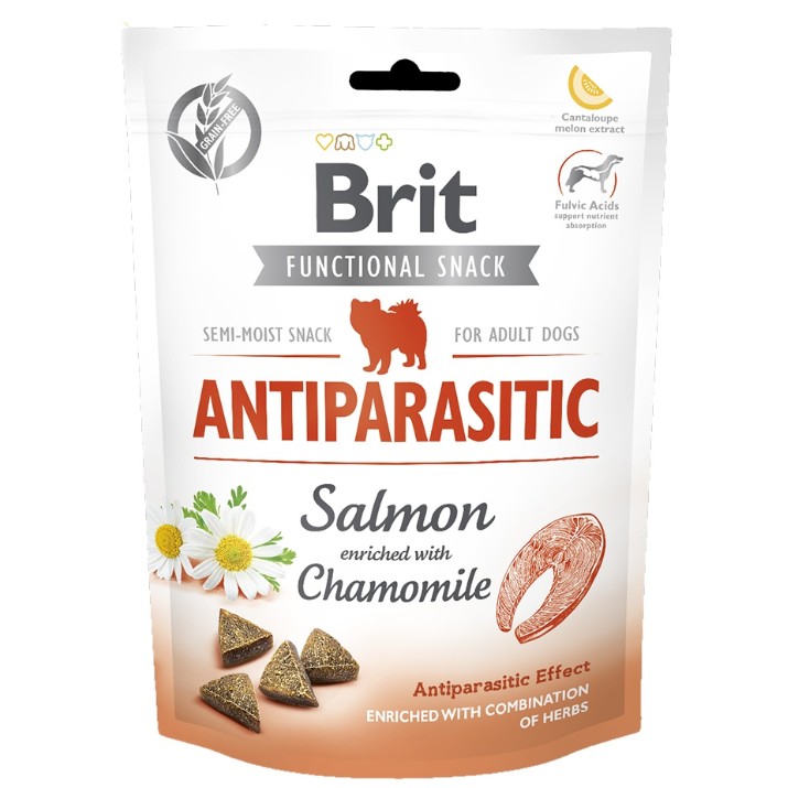 Snackuri pentru câini Brit Care Dog Functional Snack Antiparasitic Salmon 150g
