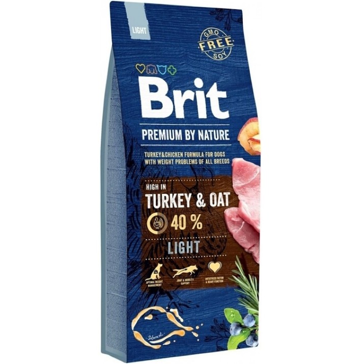 Hrană uscată pentru câini Brit Premium By Nature Light Turkey & Oat 15kg
