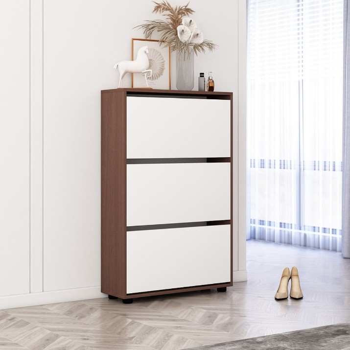 Rafturi pentru pantofi Mobildor-Lux Leo Slim 50 (125x50x16) Wenge/White