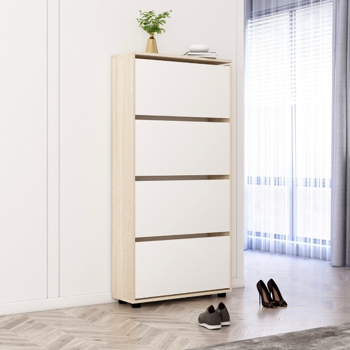 Rafturi pentru pantofi Mobildor-Lux Leo Slim 164x50x16 Sonoma/White (10008901)