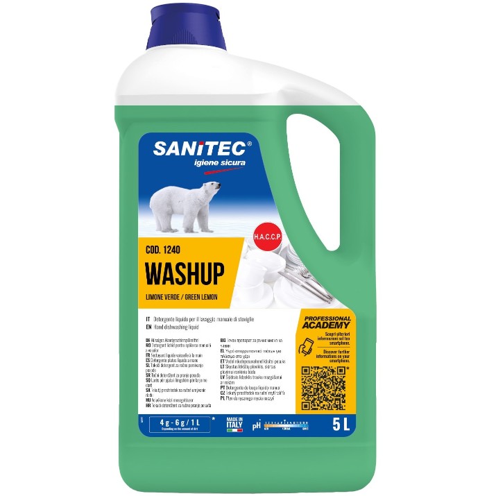 Средство для мытья посуды Sanitec Wash UP Limone Verde 5L (1240)