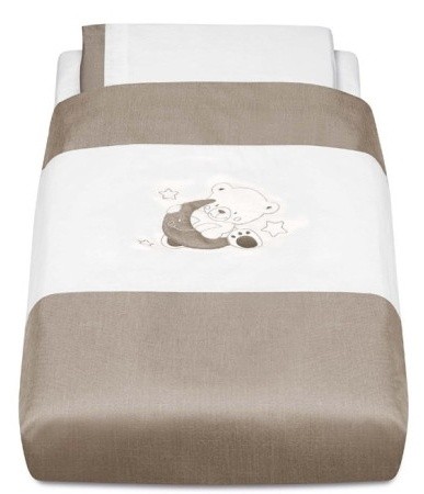 Lenjerie de pat pentru copii Cam Teddy bear on the moon 3pcs White/Beige (G249)
