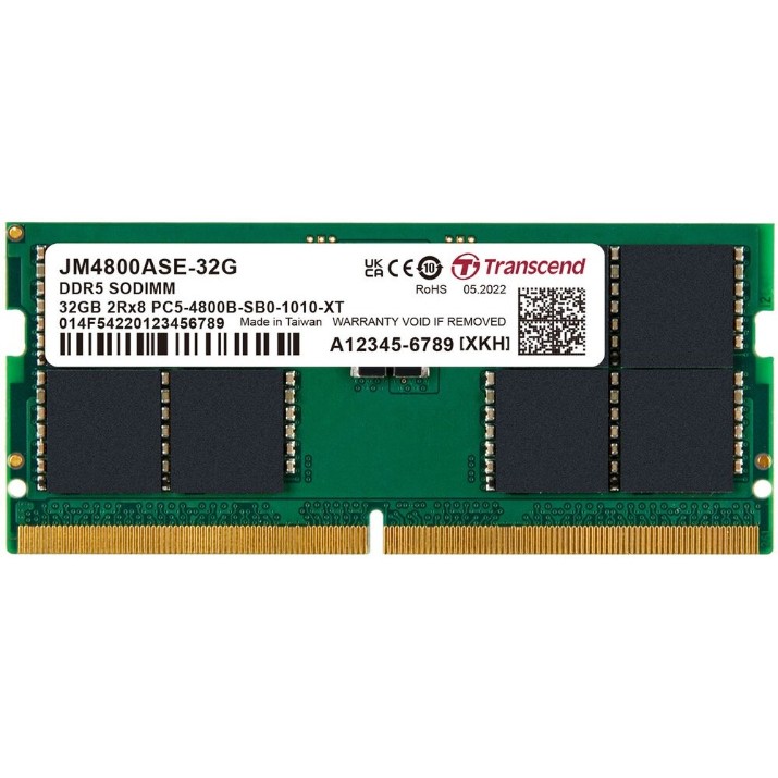 Оперативная память Transcend JetRam 32Gb DDR5-4800MHz SODIMM (JM4800ASE-32G)