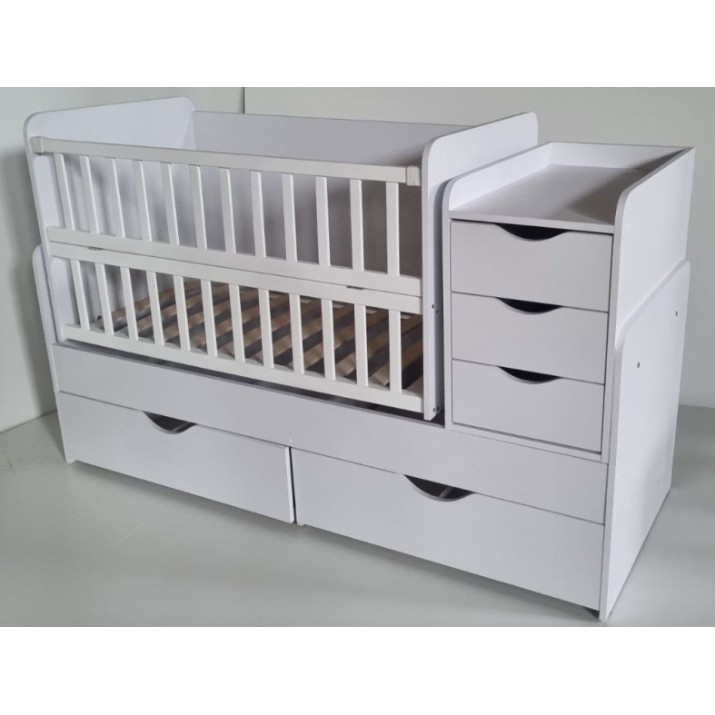 Pătuţ Eucalyptus Larry Premium Transformer White/Gray (DS-1002)