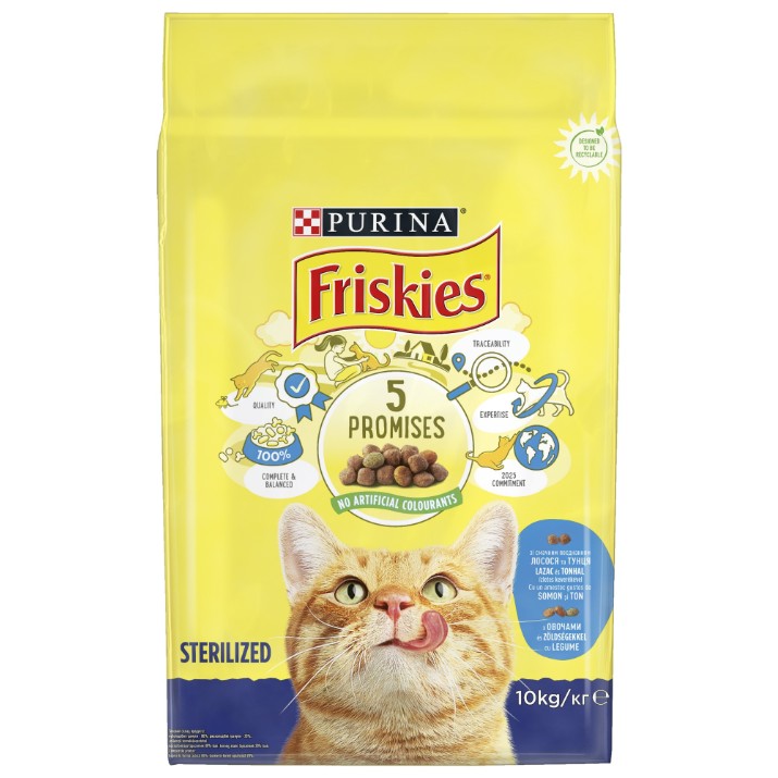 Hrană uscată pentru pisici Purina Friskies Sterile Salmon Vegetables 10kg