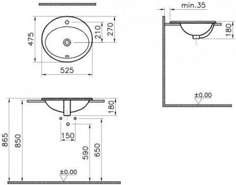 Умывальник Vitra S20 (5468B003-0001)