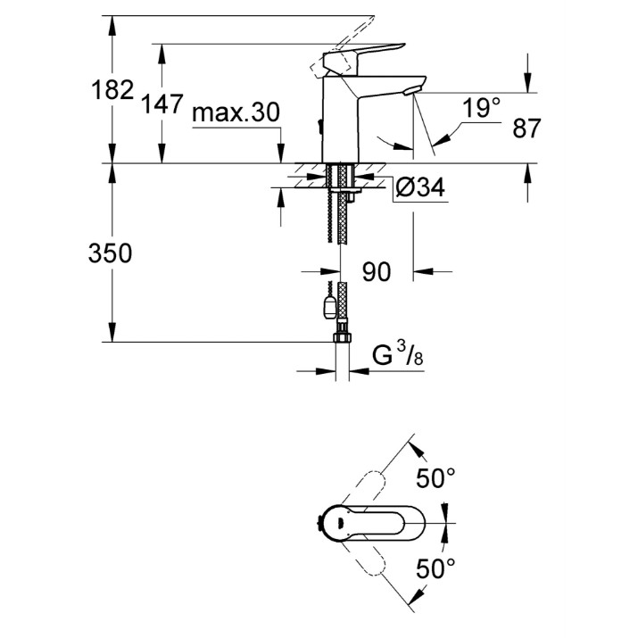 Baterie lavoar Grohe BauEdge (23330000)