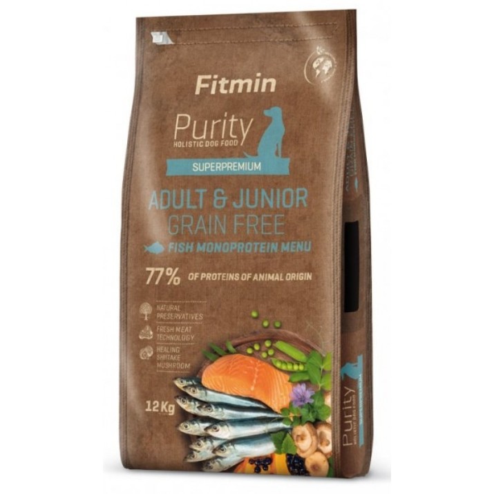 Hrană uscată pentru câini Fitmin Purity GF Adult & Junior Fish Menu 12kg