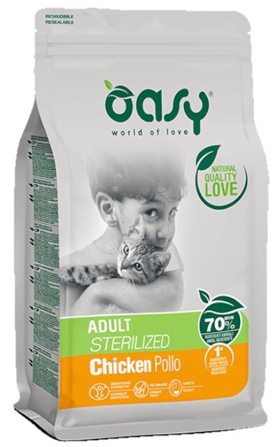 Hrană uscată pentru pisici Oasy Adult Cats Sterilized Chicken 1.5kg