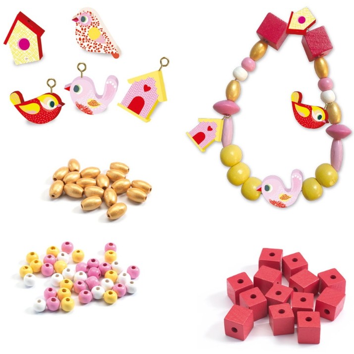 Набор для создания украшений Djeco Wooden Beads Birds DJ09809