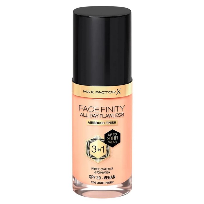 Fond de ten pentru față Max Factor Face Finity All Day Flawless 3in1 Foundation C40 Ligh Ivory
