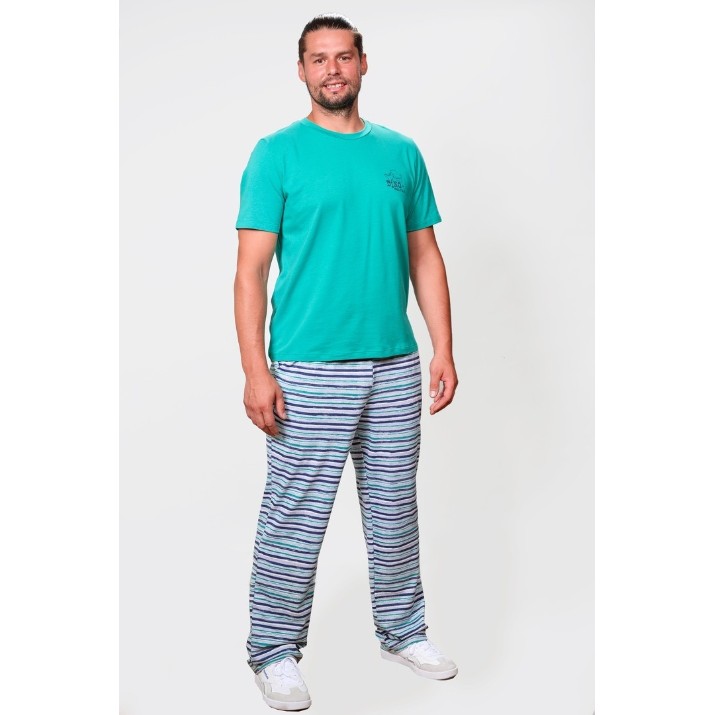 Мужская пижама Ajoure T78012 Green/Print Stripes M