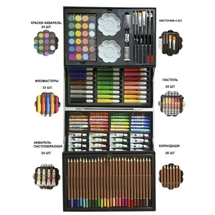 Set de desen pentru copii 4Play Creativity Pink 145pcs