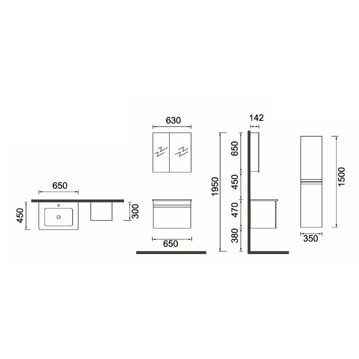 Dulap cu oglindă Petek Artes 65 white (08258)
