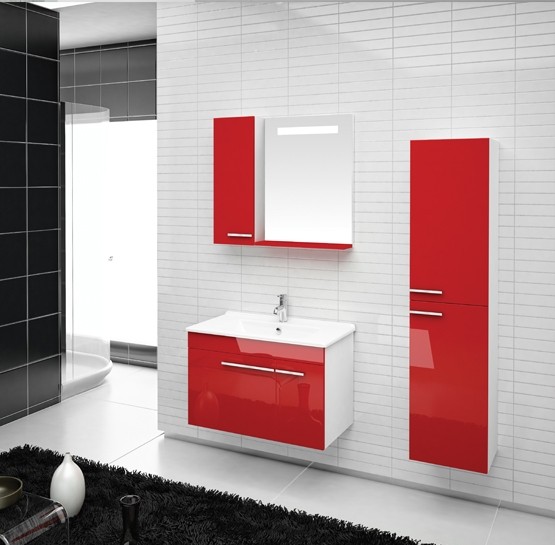 Dulap pentru lavoar Petek Nice 75 white/red (08833)