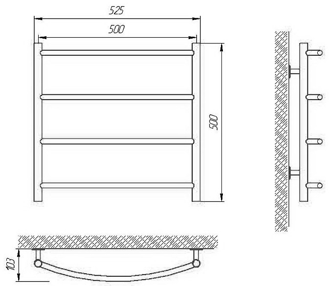 Полотенцесушитель Laris Classic E CK4 500x500 R