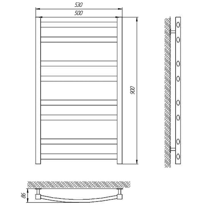 Полотенцесушитель Laris Grand E CK8 500x900 R