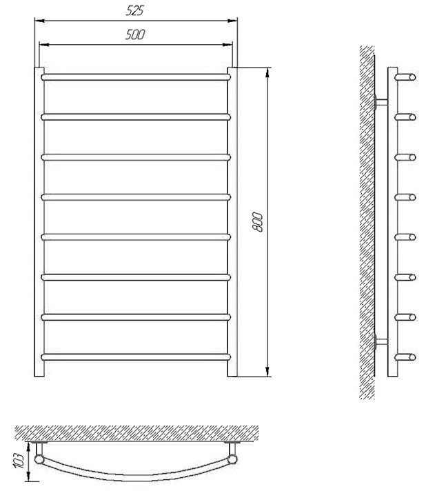 Полотенцесушитель Laris Classic E CK8 500x800 L