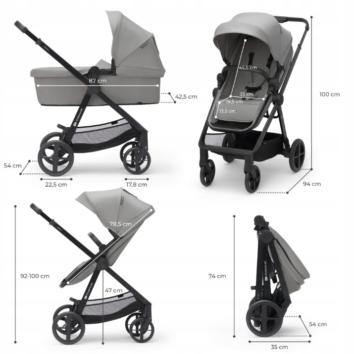 Коляска Kinderkraft Newly 3in1 Mink Pro Grey (KSNEWL00GRY300I)