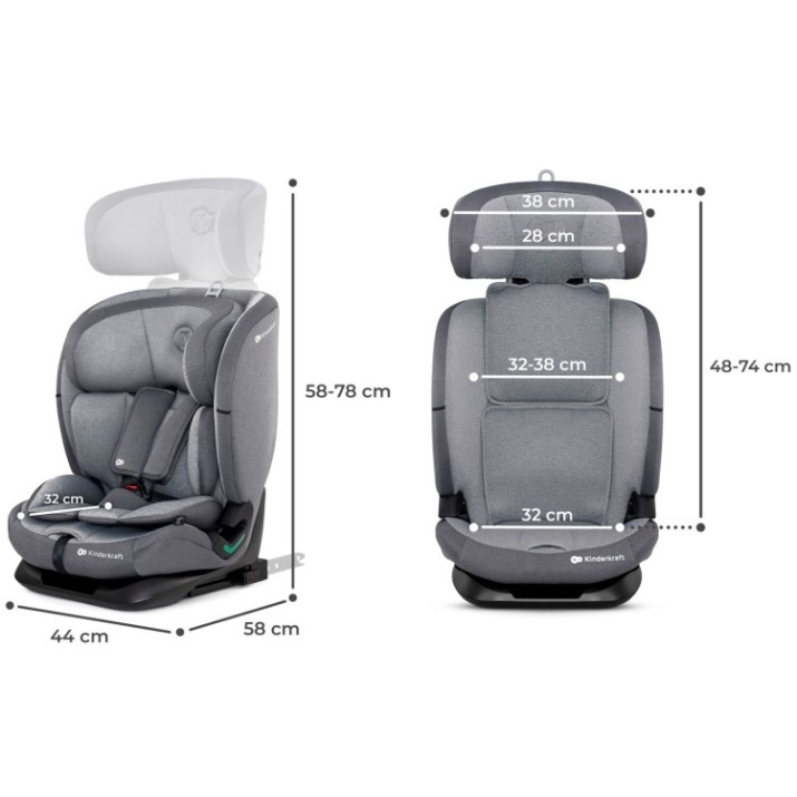 Детское автокресло Kinderkraft Oneto 3 i-Size Cool Grey (KCONE300GRY0000)