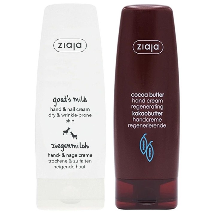 Cremă pentru mâini Ziaja Goat`s Milk Hand Cream 80ml + Cocoa Hand Cream 80ml