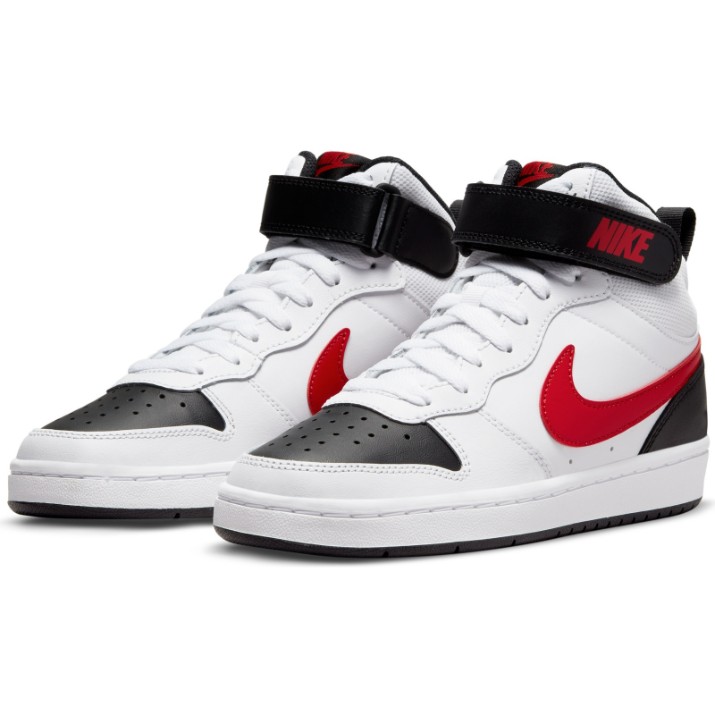 Bocanci pentru copii Nike Court Borough Mid 2 Gs White/Black/University Red, s.38.5