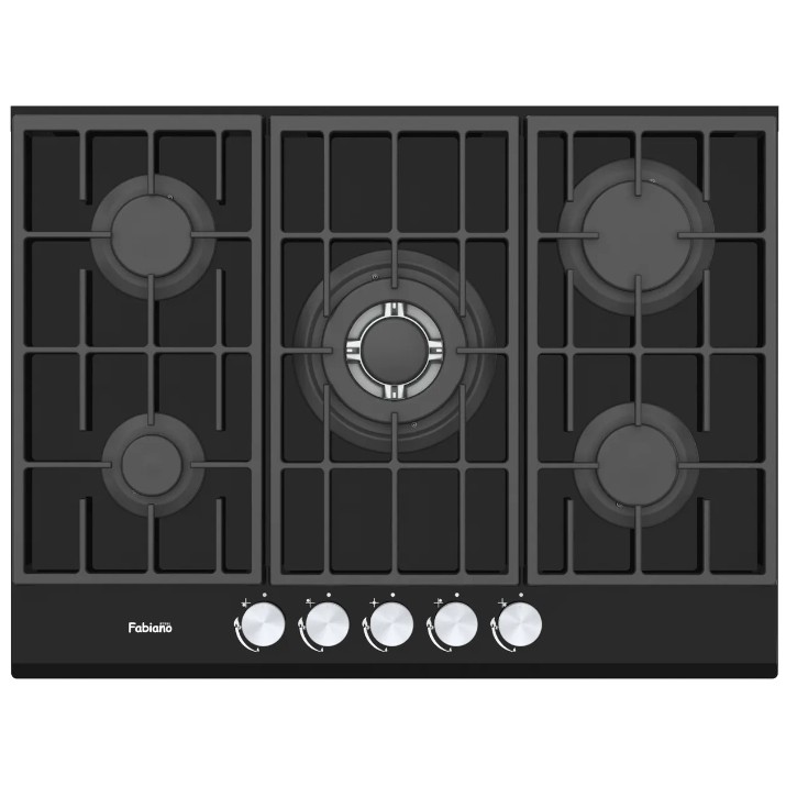 Plită incorporabilă cu gaz Fabiano FHG 8255 VGHT Black Glass