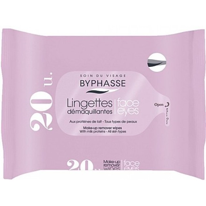Șervețele demachiante Byphasse Make-Up Remover Wipes Milk Proteins 20pcs