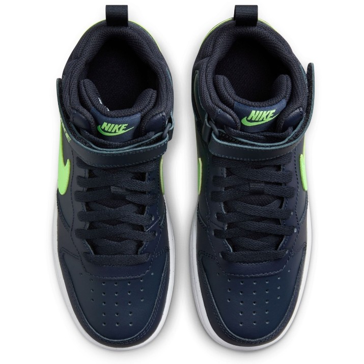 Ботинки детские Nike Court Borough Mid 2 Gs Dark Obsidian/White/Lime Blast, s.38