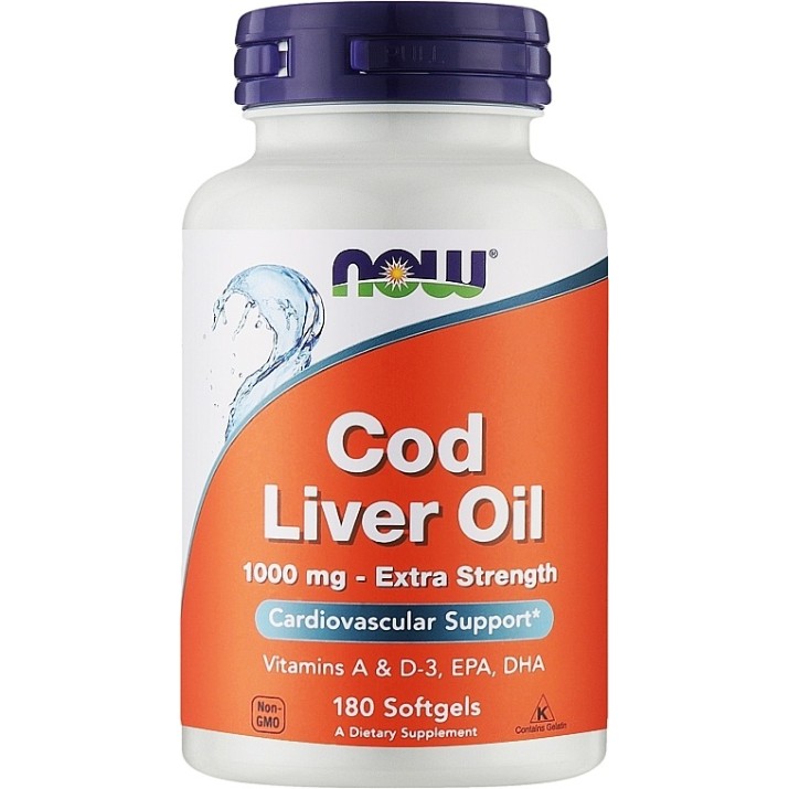 Жирные кислоты NOW Cod Liver Oil 1000mg 90cap