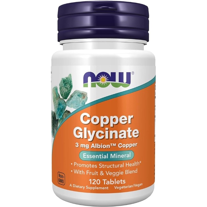 Supliment alimentar NOW Copper Glycinate 3mg 120tab