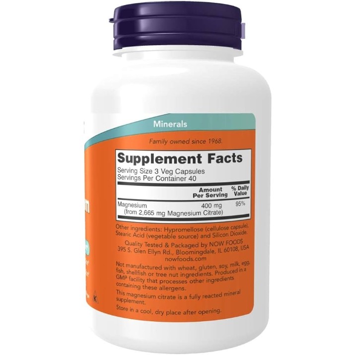 Витамины NOW Magnesium Citrate 400mg 120cap