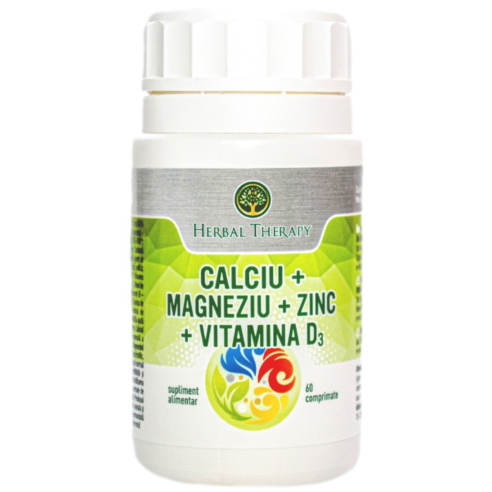 Витамины Herbal Therapy Calciu + Magneziu + Zinc + Vitamina D3 60tab