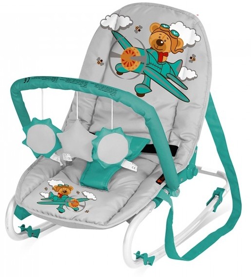 Șezlong pentru bebeluși Lorelli Top Relax Grey&Green Pilot