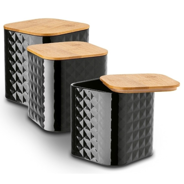 Recipiente depozitare Tadar Geometric Black 3pcs