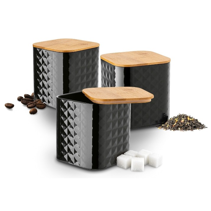 Recipiente depozitare Tadar Geometric Black 3pcs