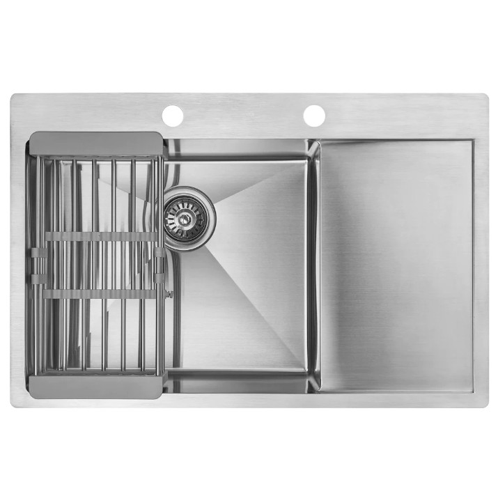Кухонная мойка cо смесителем, дозатором и корзиной Fabiano 78x51 Satin