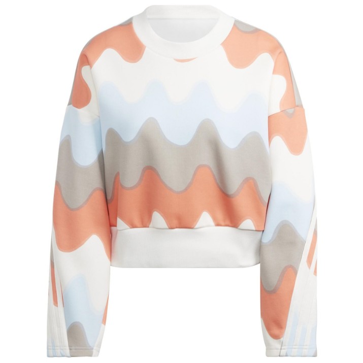 Женская толстовка Adidas W Mmk Fi 3S Crw White/Cloud White/Ice Blue/Semi Coral, s.L